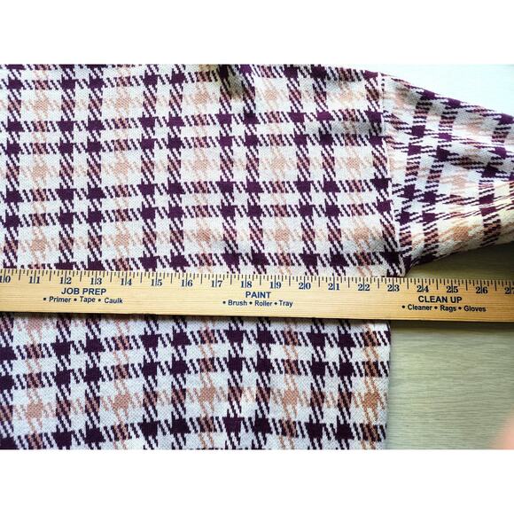 Top/Knit Sweater-Anne Klein-Houndstooth-Burgundy/Brown-Mock Turtleneck-Size LG-P - Picture 8 of 12